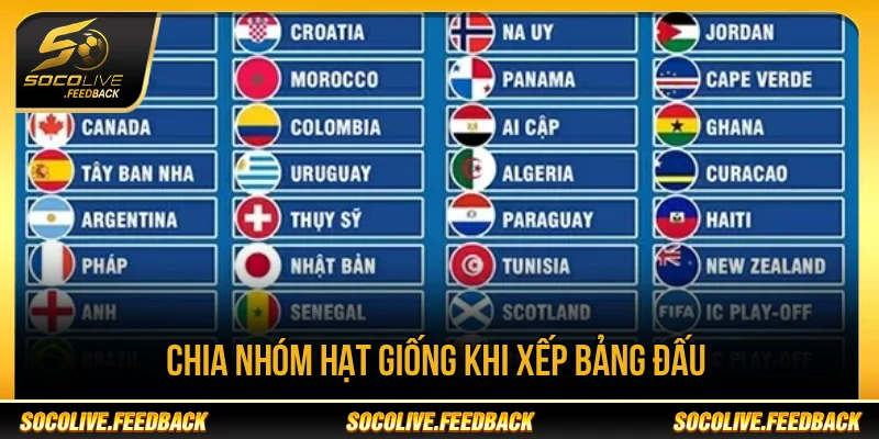Chia nhóm hạt giống khi bốc thăm bảng đấu World Cup 2026